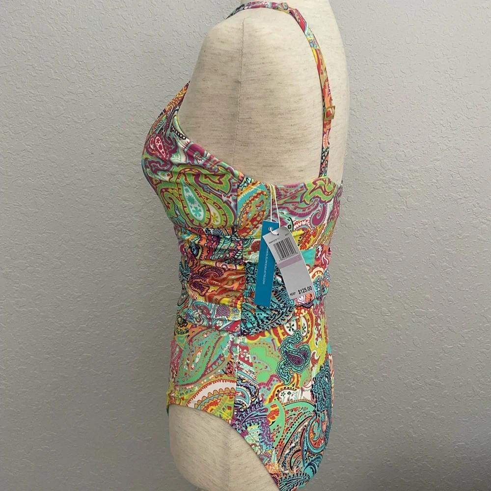 BLEU ROD BEATTIE Halter Twist High Neck One Piece Swimsuit Size 6 NWT - Picture 3 of 6